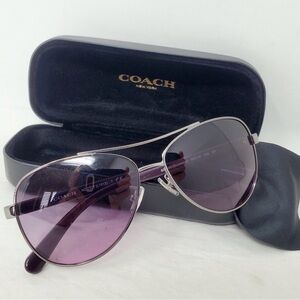 #103 COACH ~ Purple-Tinted Gunmetal/Silver Frames Aviator Sunglasses